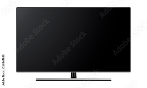 Modern wide TV screen mockup isolated on white background. Vector illustration