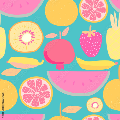 Seamless pattern with fruit background. Vector illustrations for gift wrap design.