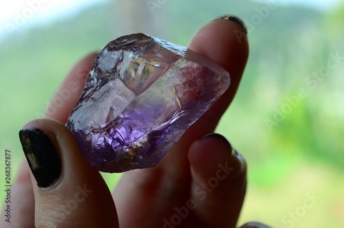 Premium Quality Chunky Ametrine. Amethyst and Citrine healing crystal. Gemmy Ametrine with rainbows, rough ametrine chunks. Witchy Healing stones. Pastel purple crystal for meditation and healing.