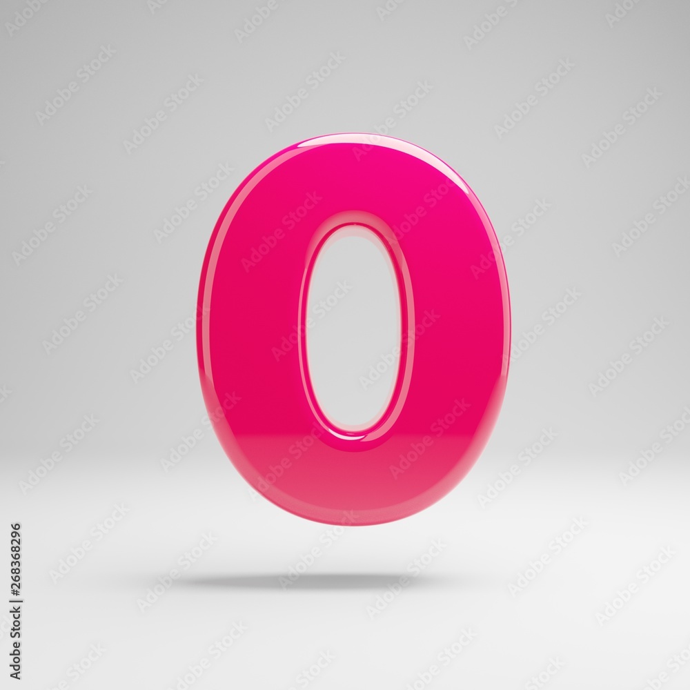 Glossy pink number 0 isolated on white background. Glossy pink number 0 isolated on white background.