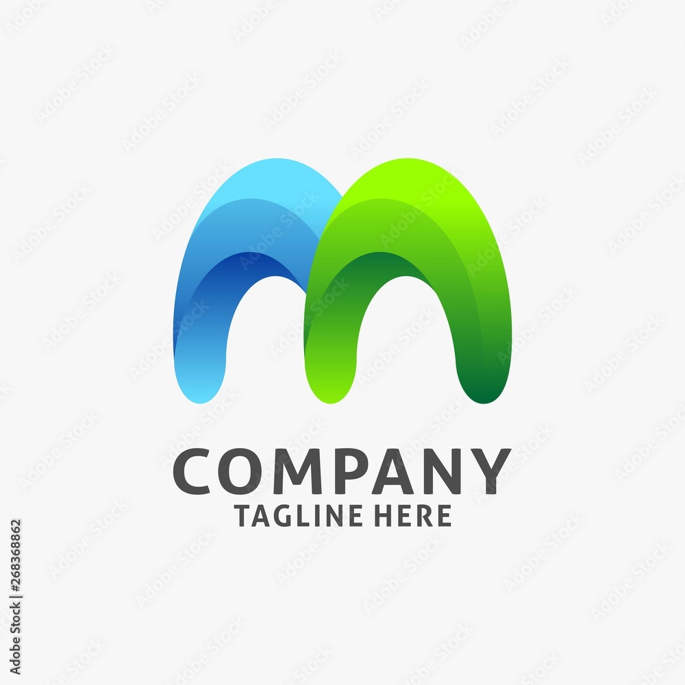 Obraz premium Letter M curvy logo design. initial M inspiration