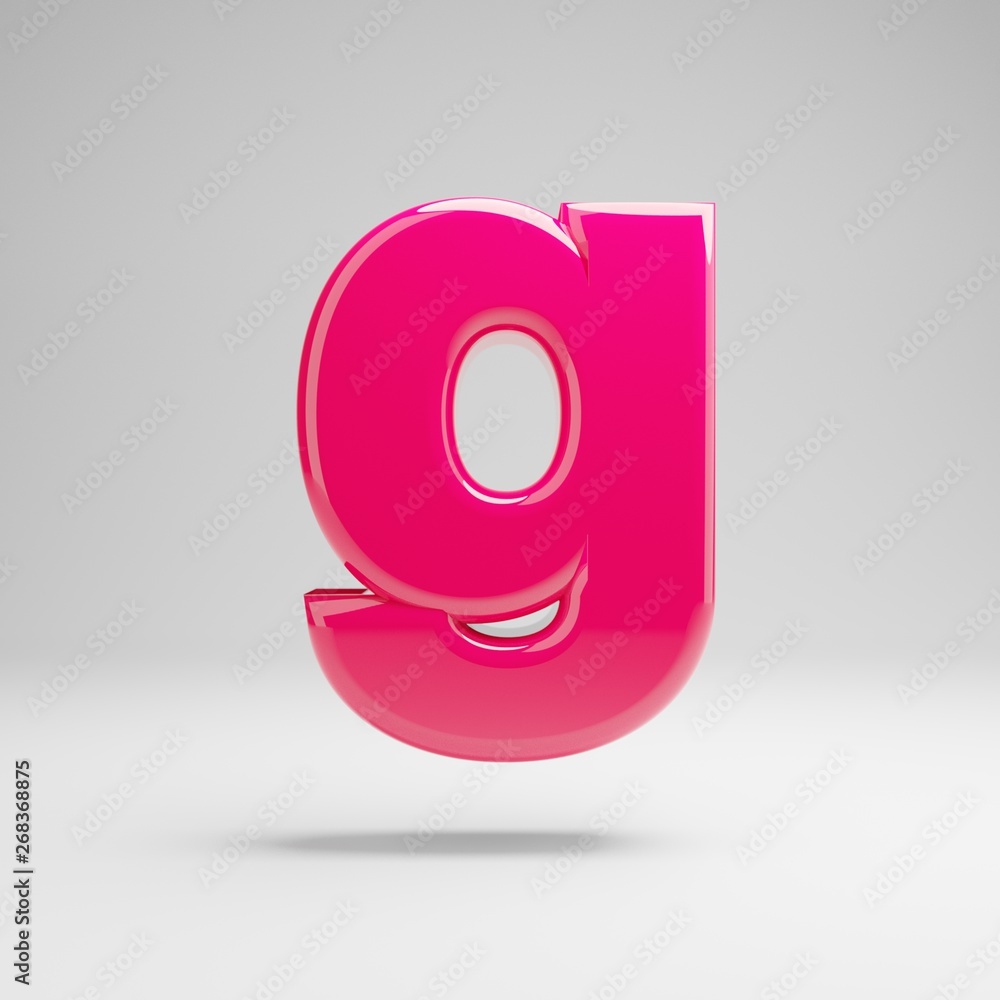 Glossy pink lowercase letter G isolated on white background. Glossy pink lowercase letter G isolated on white background.