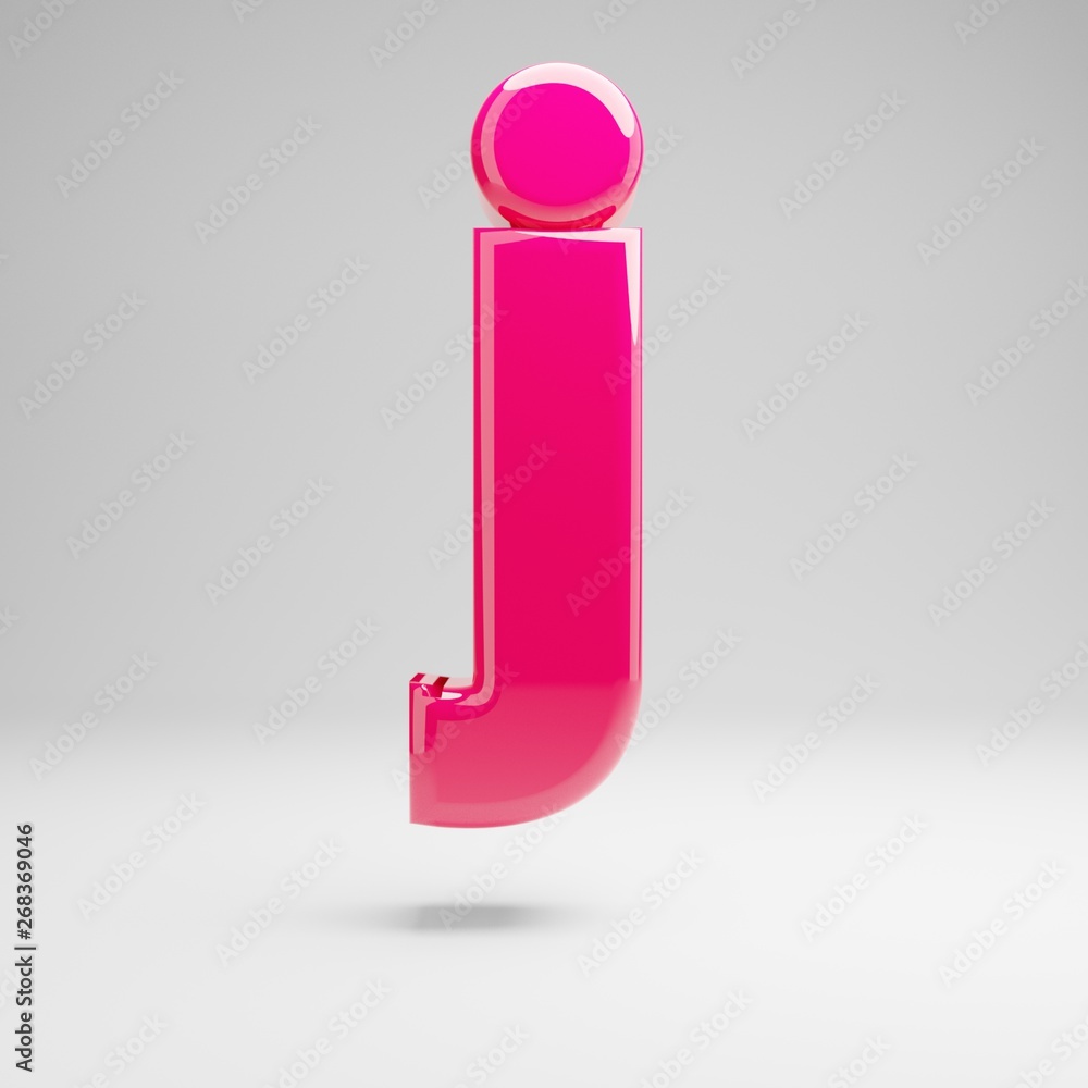 Glossy pink lowercase letter J isolated on white background. Glossy pink lowercase letter J isolated on white background.