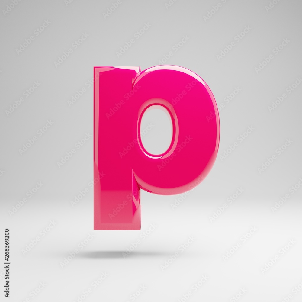 Glossy pink lowercase letter P isolated on white background. Glossy pink lowercase letter P isolated on white background.