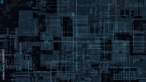 abstract futuristic background circuit board with dots and lines (3d render)