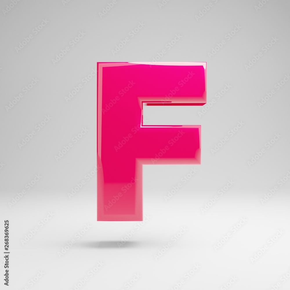 Glossy pink uppercase letter F isolated on white background. Glossy pink uppercase letter F isolated on white background.