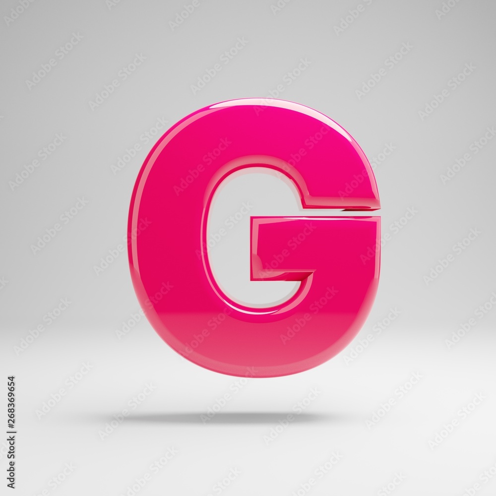 Glossy pink uppercase letter G isolated on white background. Glossy pink uppercase letter G isolated on white background.