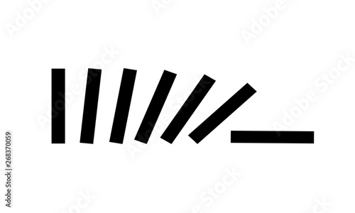 Dominoes falling, Black dominoes on white background