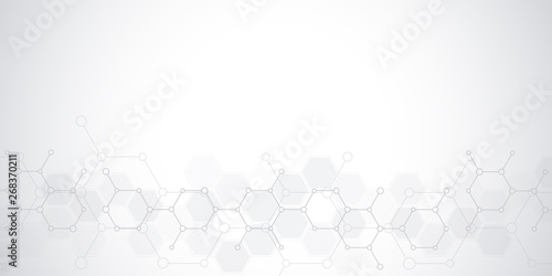 Abstract background of science and innovation technology. Technical background with molecular structures and chemical engineering.