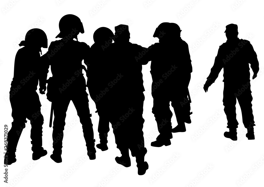 People of special police force on white background People of special police force on white background