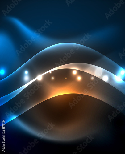 Neon glowing lines  magic energy space light concept  abstract background wallpaper design