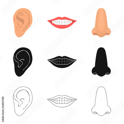 Vector design of body and part sign. Collection of body and anatomy stock vector illustration.