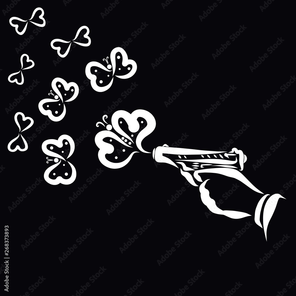 butterflies and hearts flying from a pistol butterflies and hearts flying from a pistol