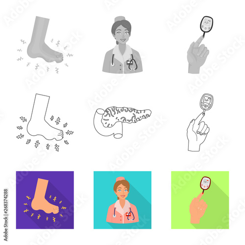 Vector illustration of diet and treatment  symbol. Set of diet and medicine vector icon for stock.