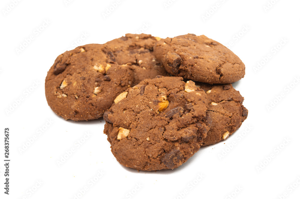 cookies with chocolate and nuts isolated