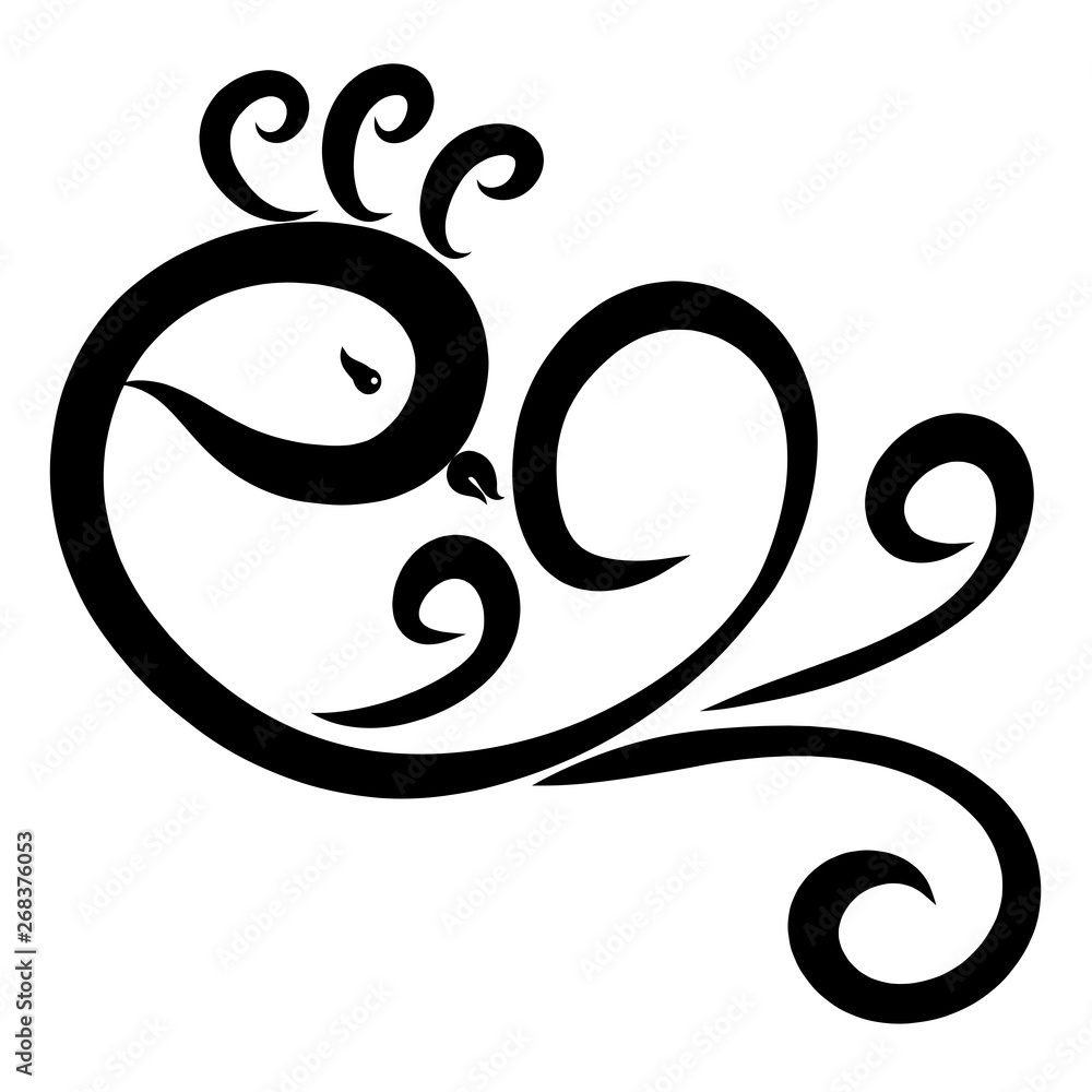 bird of graceful curls, abstract black pattern bird of graceful curls, abstract black pattern