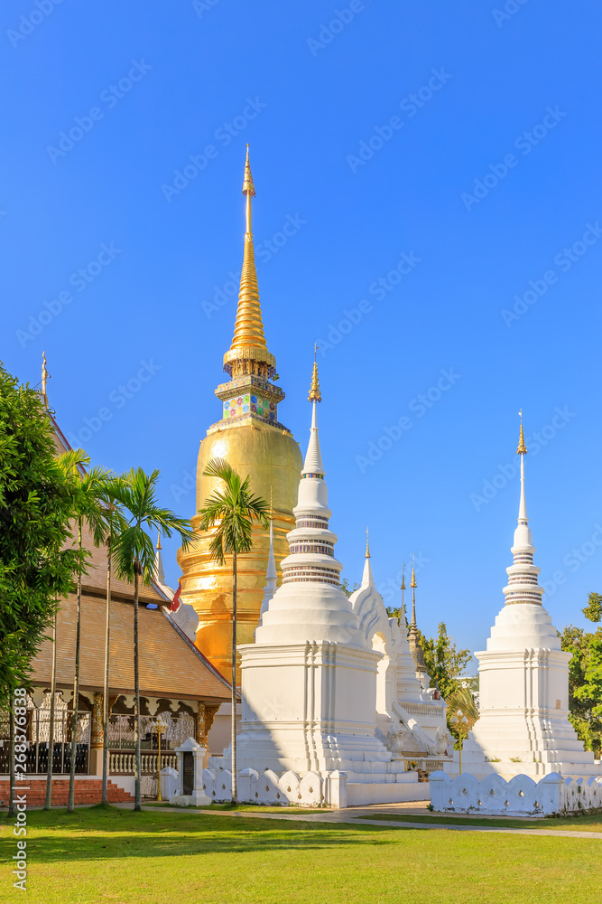 Naklejka premium Pagodas at Wat Suan Dok Temple in Chiang Mai, North of Thailand