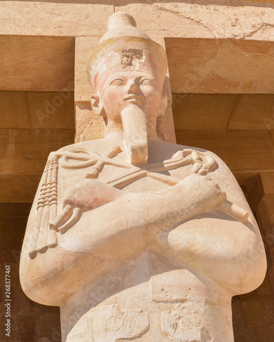 Pharaoh Hatshepsut's statue at the Hatshepsut Memorial Temple. Luxor. Egypt
