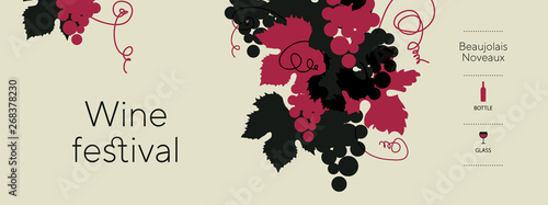 Laconic grape silhouette with leaves