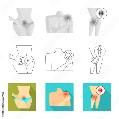 Vector design of hospital and rendering sign. Collection of hospital and help stock vector illustration.