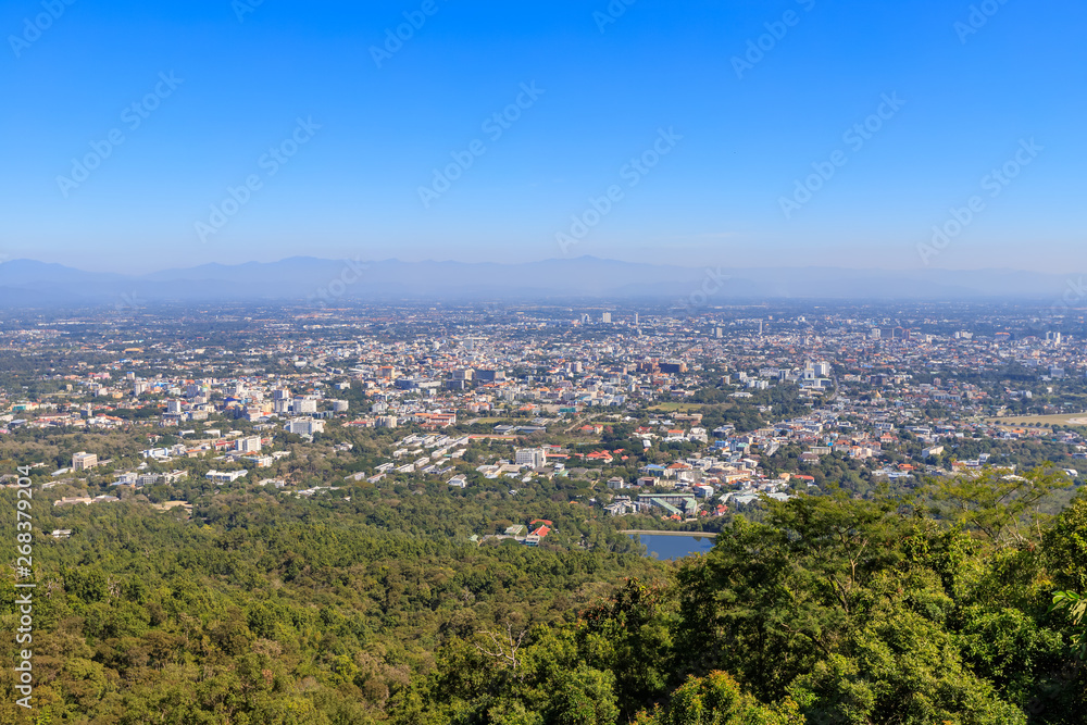 Aerial view of Chiang Mai city from Doi Suthep