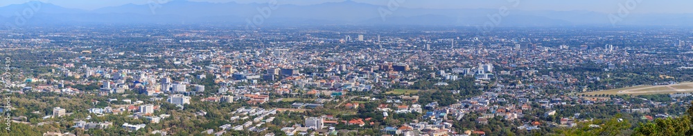 Panorama aerial view of Chiang Mai city from Doi Suthep