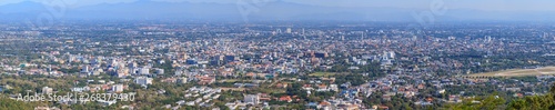 Panorama aerial view of Chiang Mai city from Doi Suthep