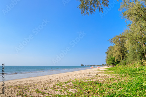 Fototapeta Naklejka Na Ścianę i Meble -  Clear blue sea at Bang Sak Beach near Khao Lak, Phang-Nga, Thailand