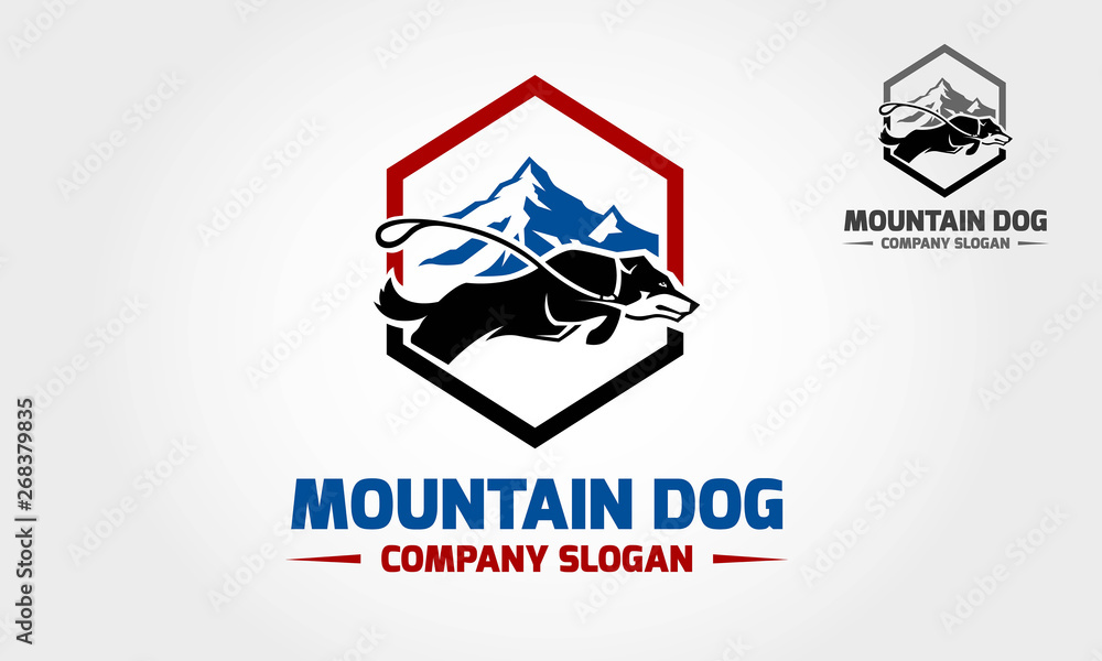 Mountain Dog Hexagonal Logo Template professional, stylish and modern. This logo used for any pets related businesses or pets training center.