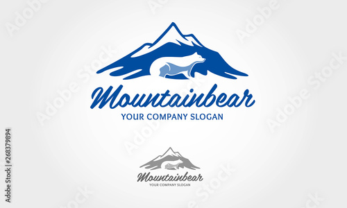 Mountain bear logo. Vector logo template suitable for businesses and product names.