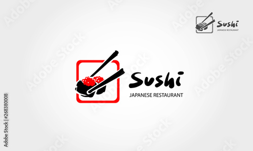 Sushi Japanese Restaurant logo templates, suitable for any business related to fast food restaurants, Korean food, Japanese food or any other business on a white background.
