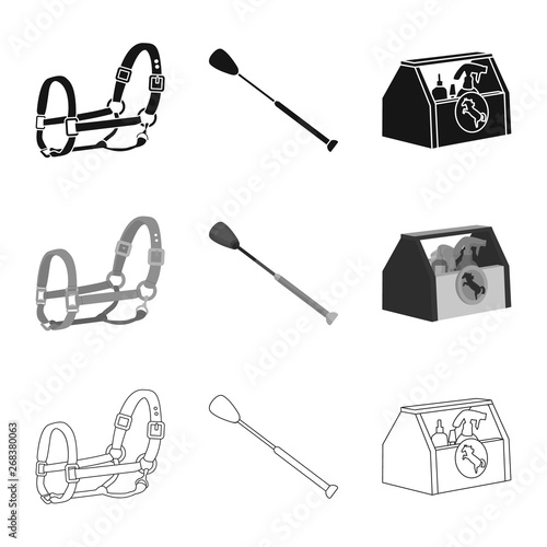 Vector illustration of equipment and riding sign. Set of equipment and competition stock vector illustration.