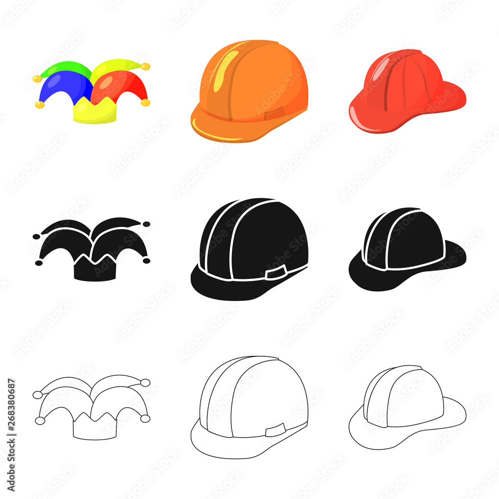 Vector design of clothing and cap sign. Collection of clothing and beret vector icon for stock. Vector design of clothing and cap sign. Collection of clothing and beret vector icon for stock.