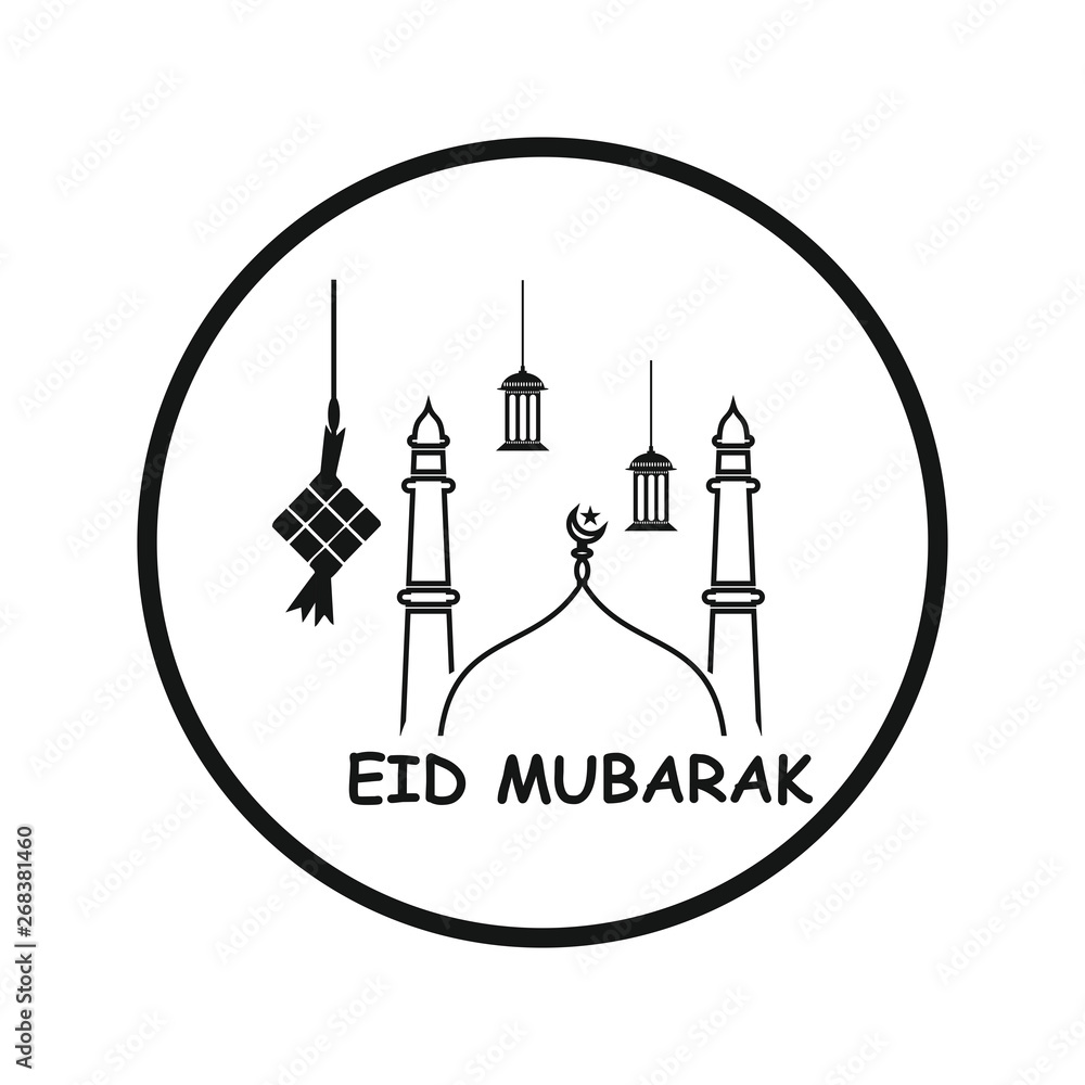 Fototapeta premium Eid Mubarak Islamic vector design greeting card template. 