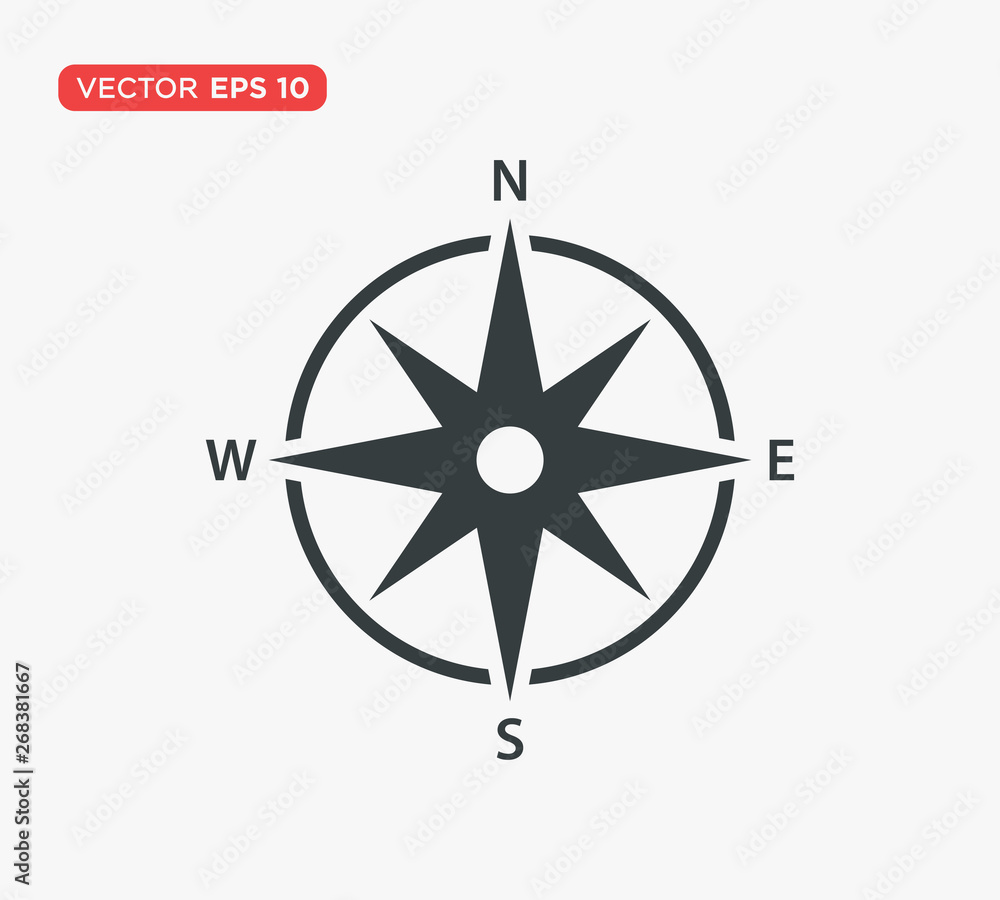 Compass Point Icon Vector Illustration - obrazy, fototapety, plakaty 