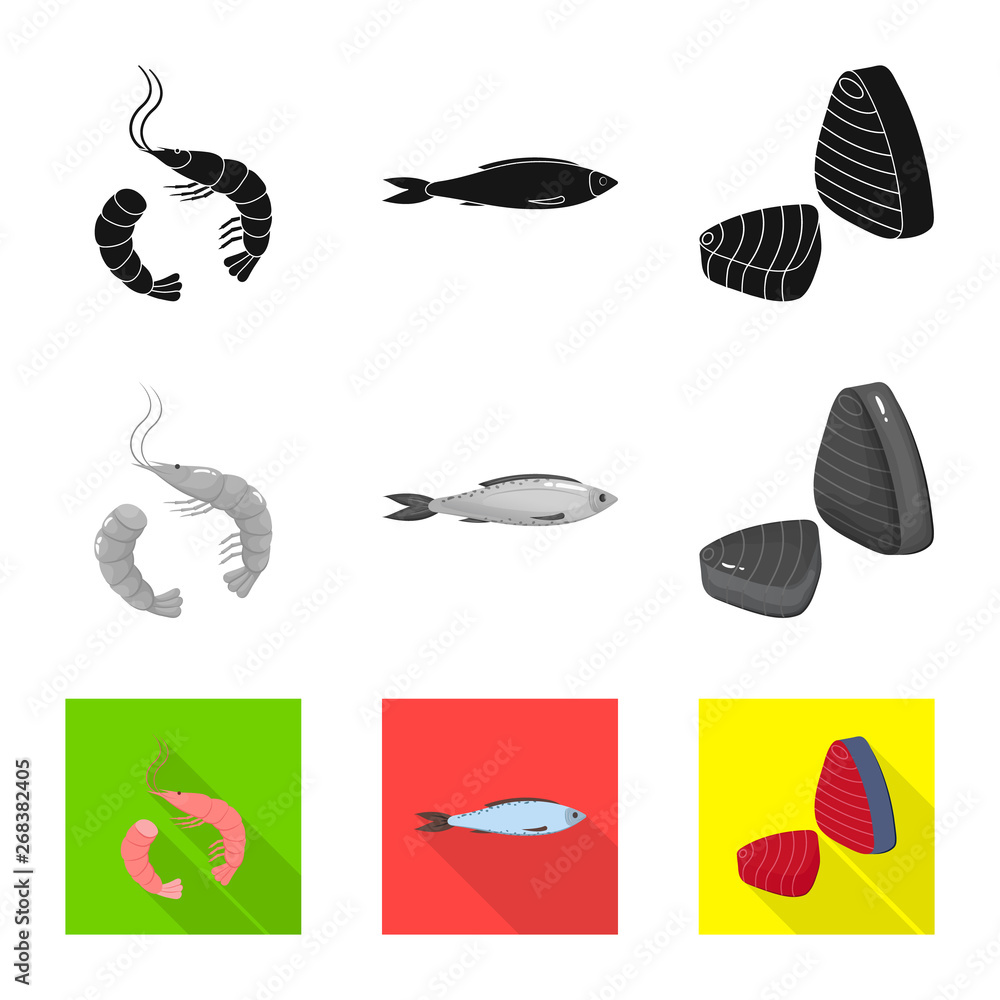 Isolated object of fresh and restaurant logo. Collection of fresh and marine stock symbol for web. Isolated object of fresh and restaurant logo. Collection of fresh and marine stock symbol for web.
