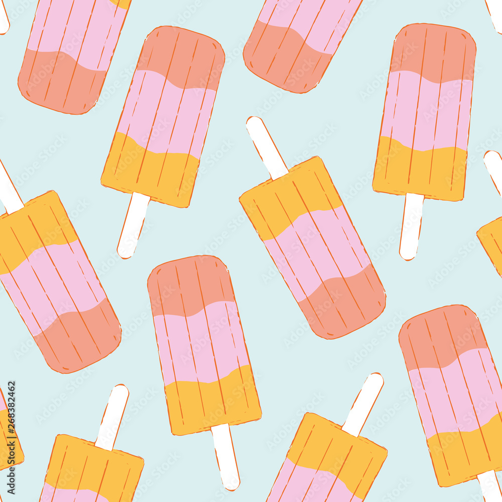 Vector pastel popsicle seamless pattern. Summer background great for