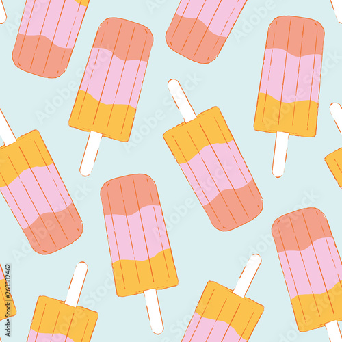 Vector pastel popsicle seamless pattern. Summer background great for wrapping paper, scrapbooking and wallpaper.