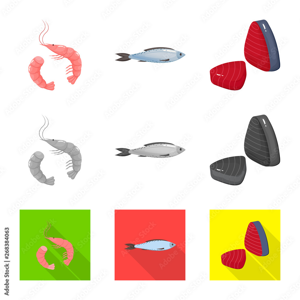 Naklejka premium Vector design of fresh and restaurant symbol. Set of fresh and marine stock vector illustration.
