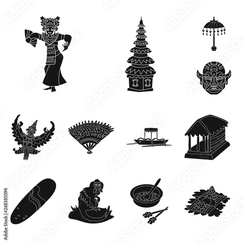 Vector illustration of  and traditional logo. Set of  and bali vector icon for stock.