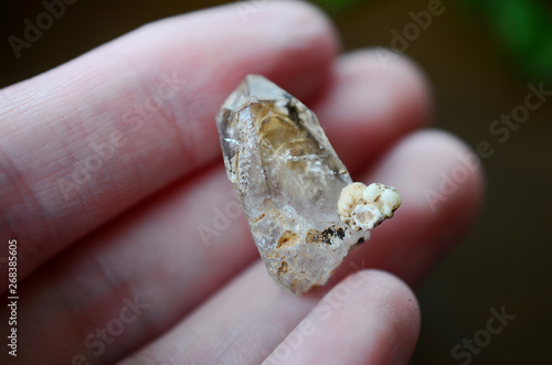 Rare Clear Quartz Brandberg Skeletal Quartz, Premium quality elestial Quartz Terminated Twin. Crystal Clear, great terminations, free standing quartz point. Unique looking crystal tower.  © Holly