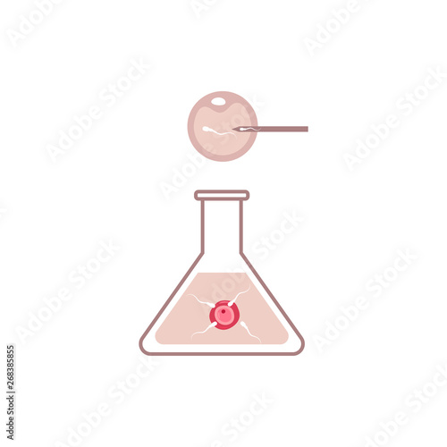 In vitro fertilization ovum and sperm in the flask vector illustration isolated.