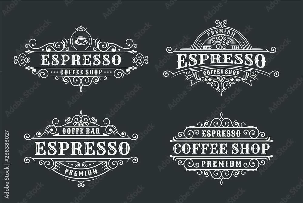Set of Vintage coffee label design, calligraphy and typography elements styled design