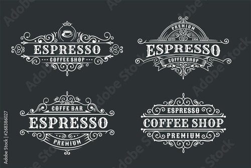 Set of Vintage coffee label design, calligraphy and typography elements styled design