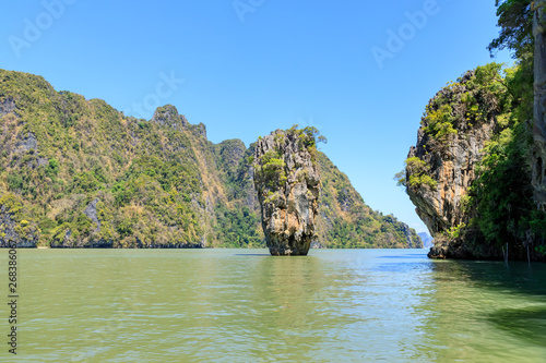 Amazing and beautiful Tapu or James Bond Island, the most famous tourist destination in Phang-Nga Bay, near Phuket, Thailand