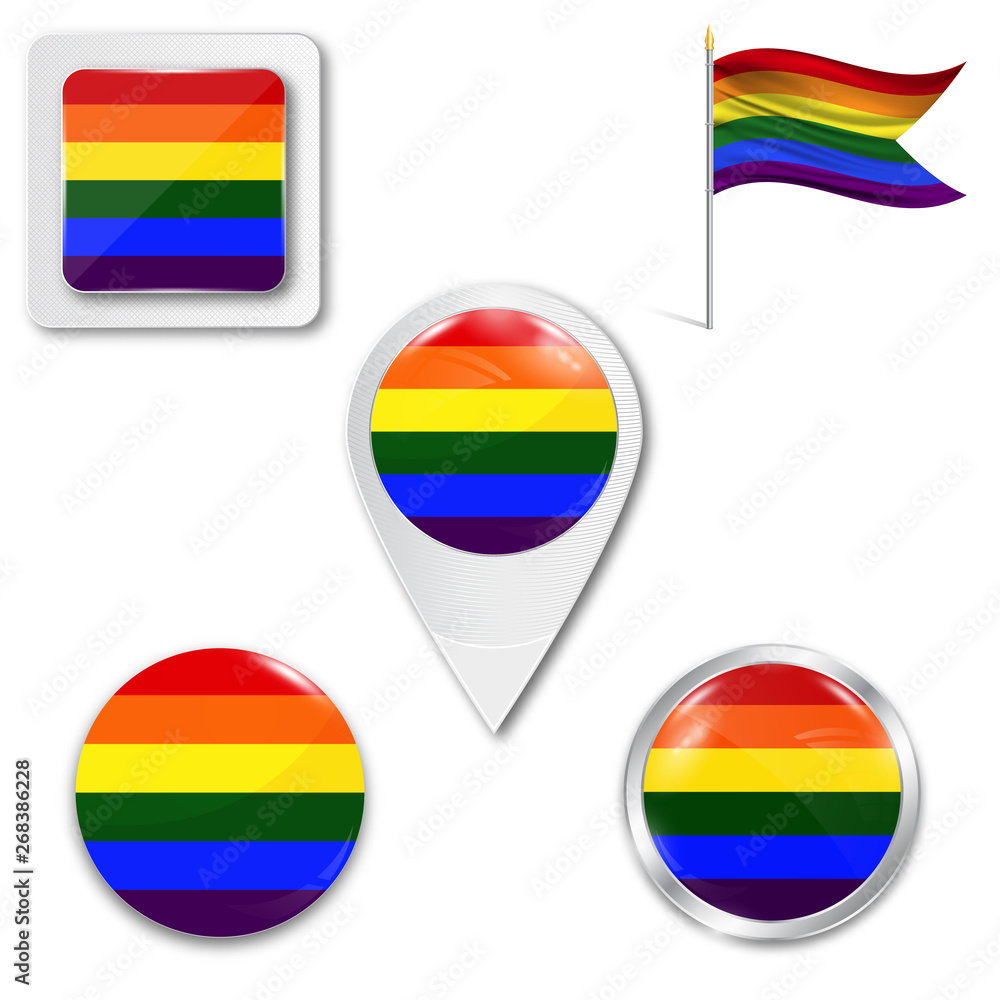 Set of icons LGBT flag in different designs. Set of icons LGBT flag in different designs.