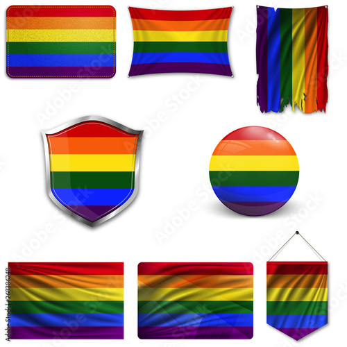 Set of the LGBT flag in different designs.