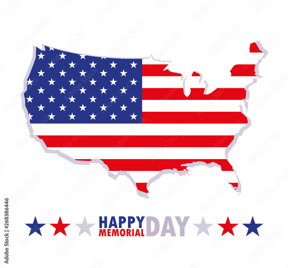 happy memorial day card with flag and map usa happy memorial day card with flag and map usa