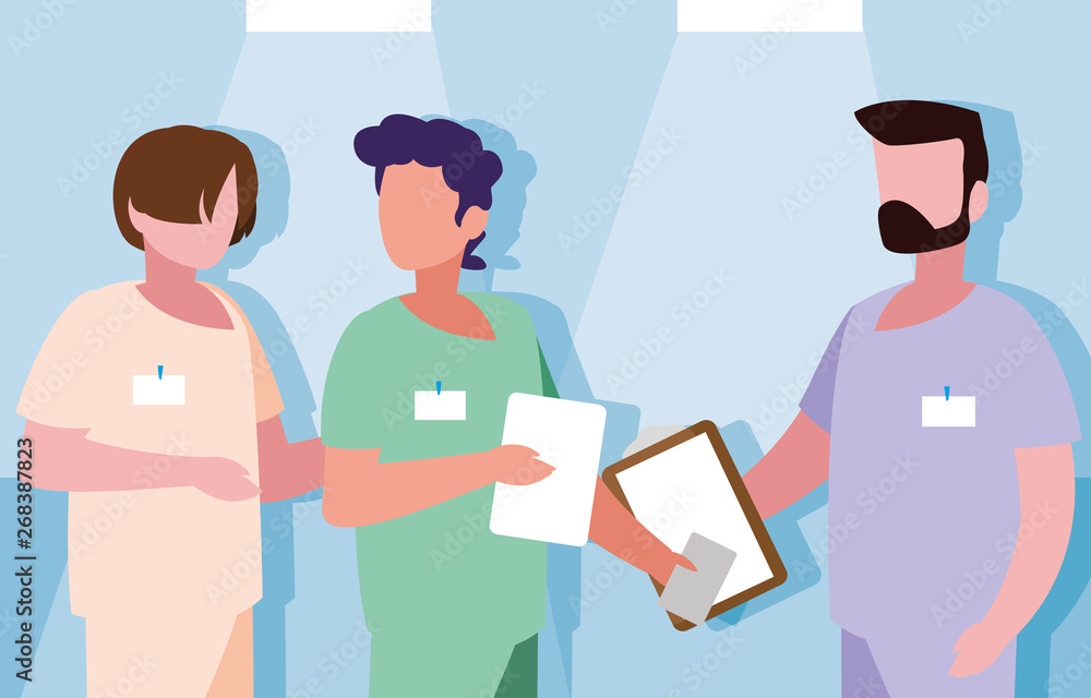 Fototapeta premium group of doctors with uniform avatar character