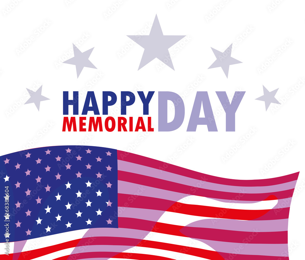 happy memorial day card with flag usa